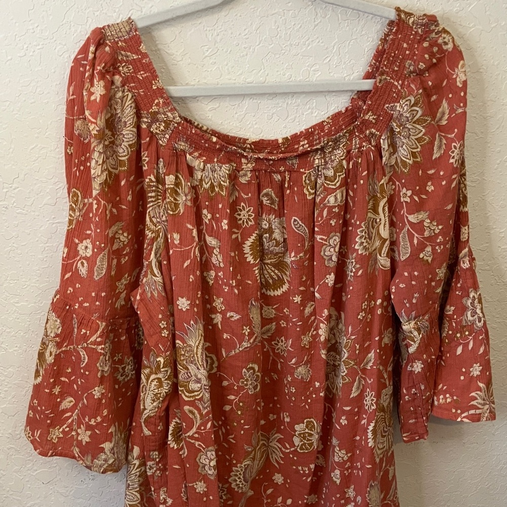 Chaps Rust Floral Blouse